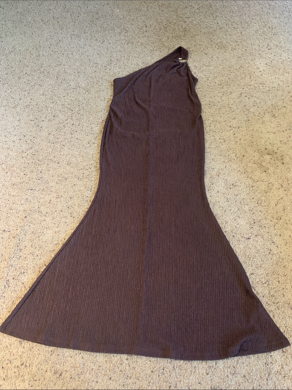 SHEIN Chocolate One-Shoulder Maxi Dress